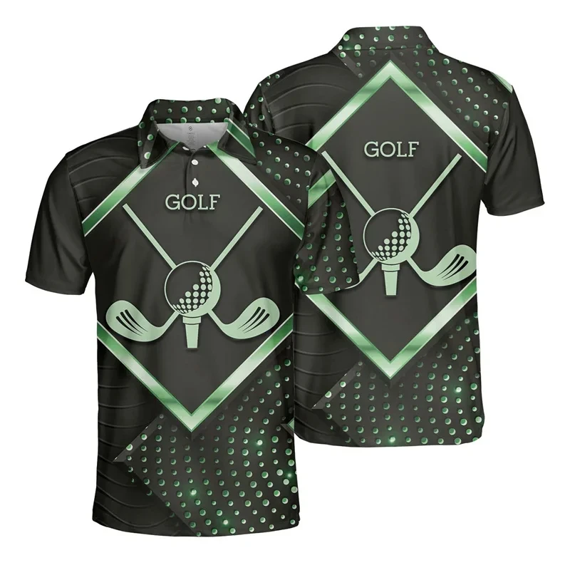 Fashion Golf Polo Shirt For Men Summer 3D Print Short Sleeve Tees Bowling Polo Shirts Quick Dry Street Tops Oversized T Shirt