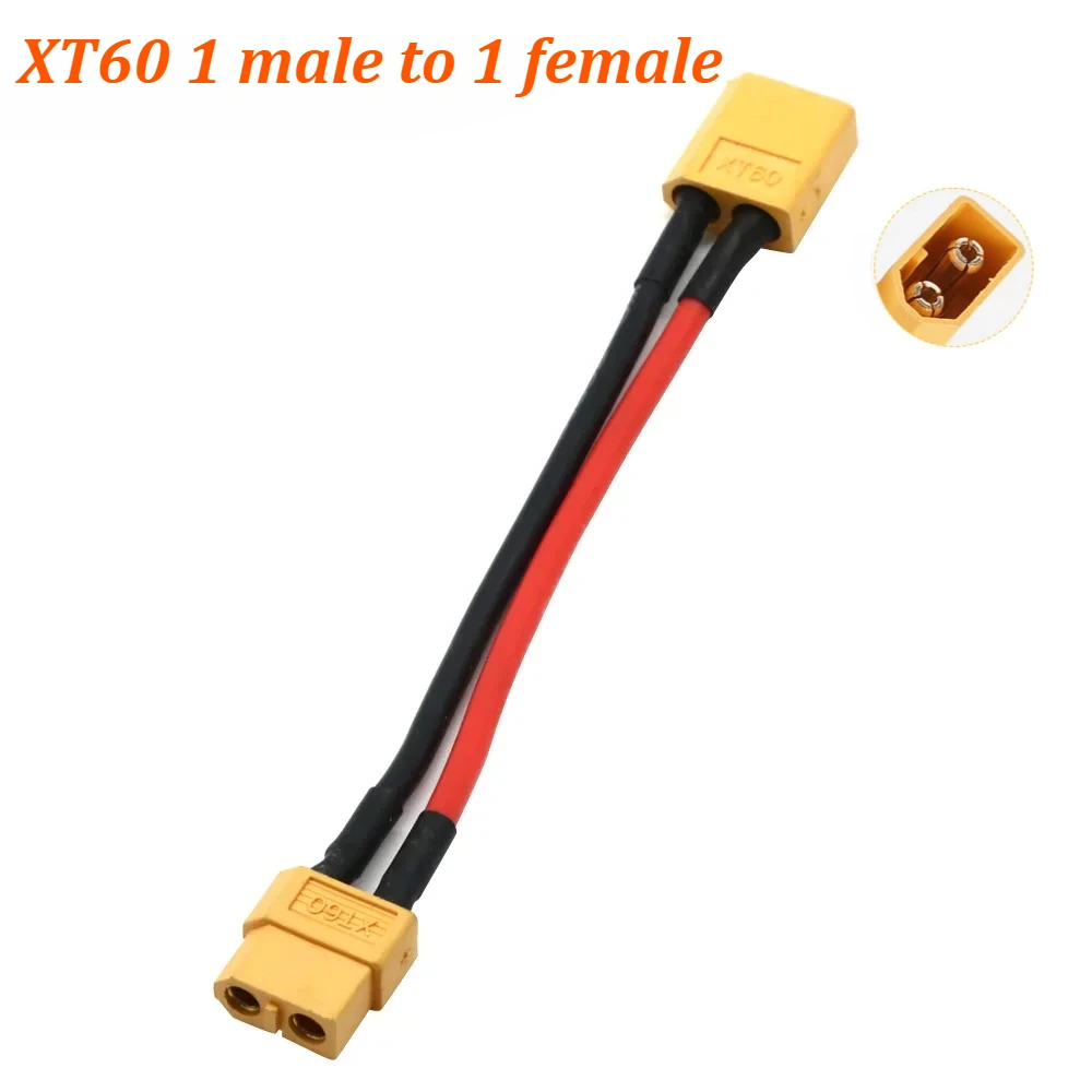 XT60 Parallel-Batterieanschluss, 3-Wege, 14 AWG, Silikondraht, männlich/weiblich, Dual-Verlängerung, Y-Splitter, 100 mm, für Batterieladegerät, Motor