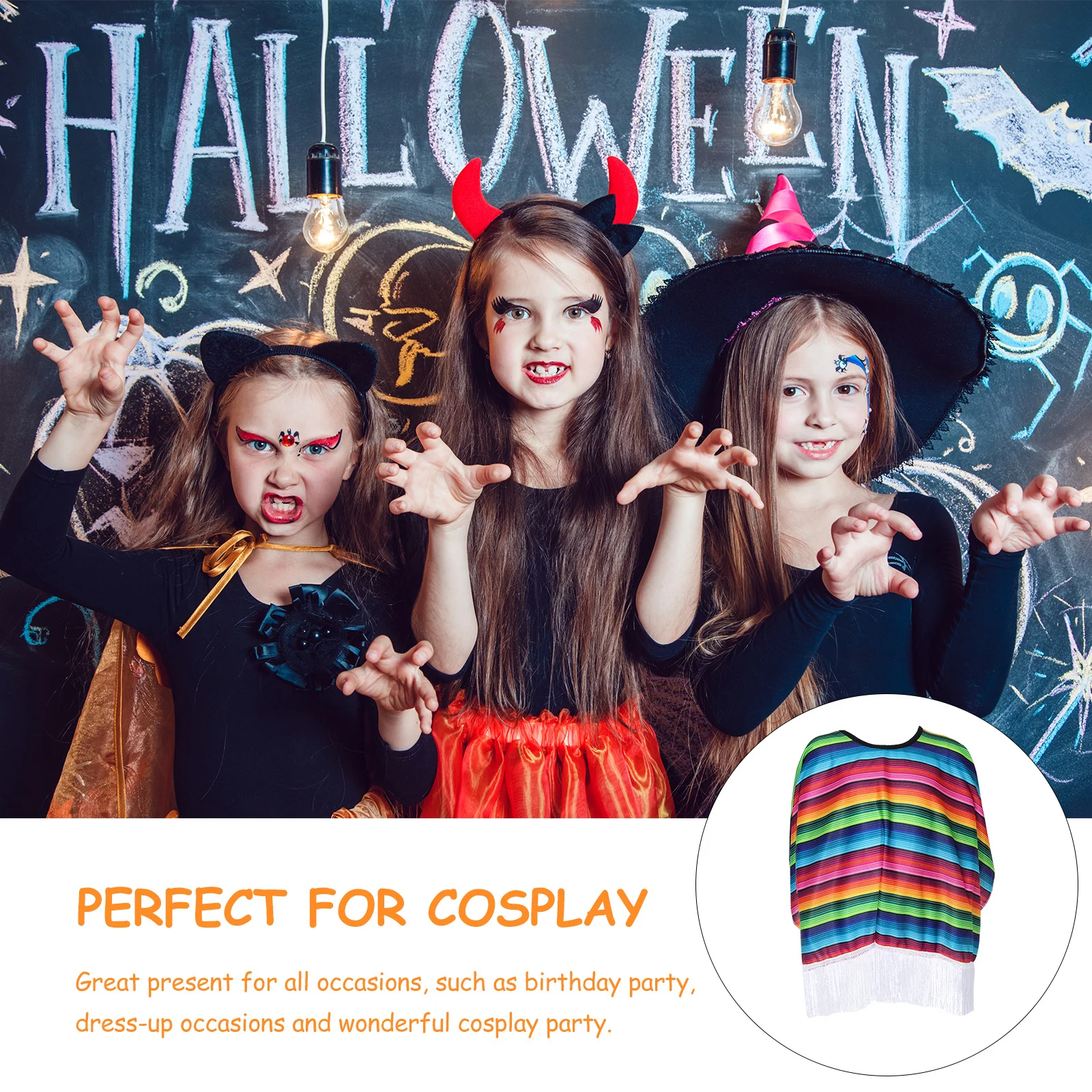 Dziecięcy meksykański kostium szal lekki kolorowy płaszcz peleryna na Halloween cosplay imprezę odgrywanie ról peleryna kostium magika dla dzieci