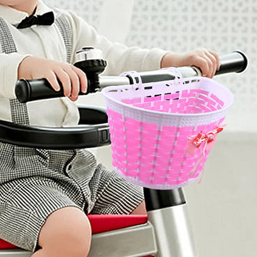 

1Set Kids Bike Front Basket with Ribbon Streamers Decorative Cycling Accessory for Bicycles Tricycles Scooters Sturdy Colorful