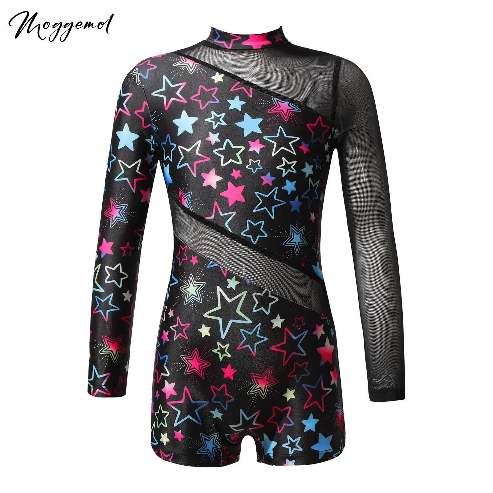 Ballerina Gymnastics Leotard for Girls Ballet Dance Leotard Kids Competition Long Sleeve Unitard Biketard Performance Costumes