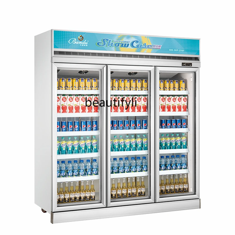 Refrigerated Beer Display Freezer Industrial Refrigerator Convenience Store Freezer Vertical Supermarket Beverage Cabinet