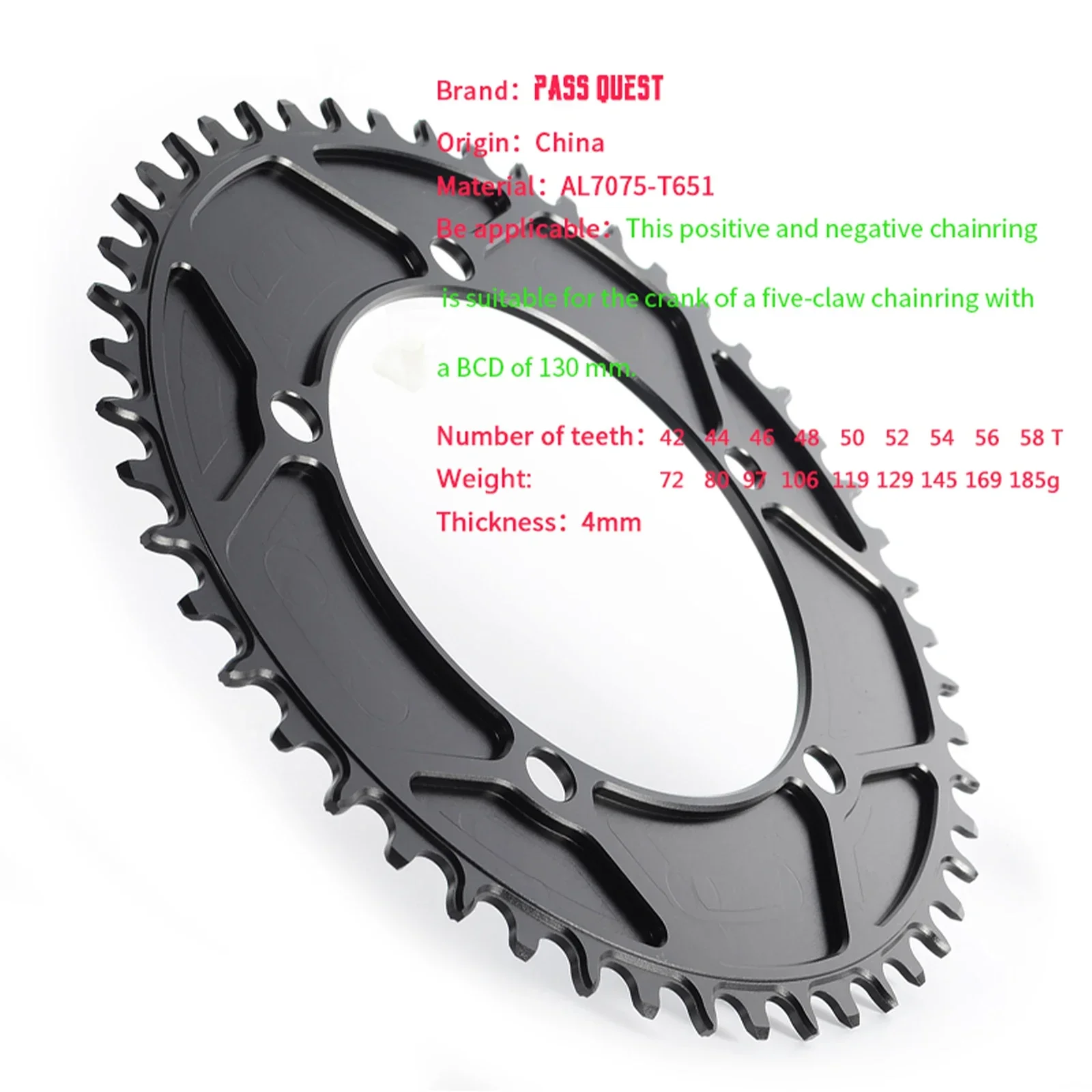 130 Bcd Narrow Wide Chainring Closed 42T 44T 46T 48T 50T 52T 54T 56T 58T Road Bike Chain Wheel Round/Oval