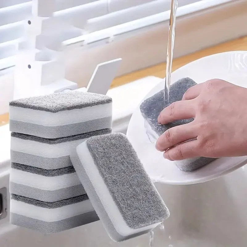 

Двусторонние чистящие губки, кастрюли, чистка и уход за горшками, моющие губки, набор бытовых чистящих подушечек, инструменты, щетка