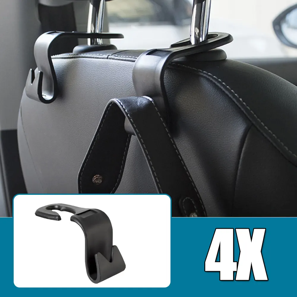 

4pcs Universal Car Headrest Back Seat Hook Seat Hanger Vehicle Organizer Holder for Handbags Purses Coats and Grocery Bag