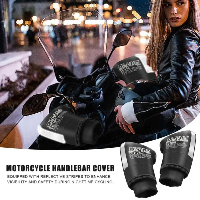 Motorcycle Handlebar Muffs Protective Motorcycle Scooter Thick Warm Grip Handle Bar Muff Rainproof Winter Warmer Gloves