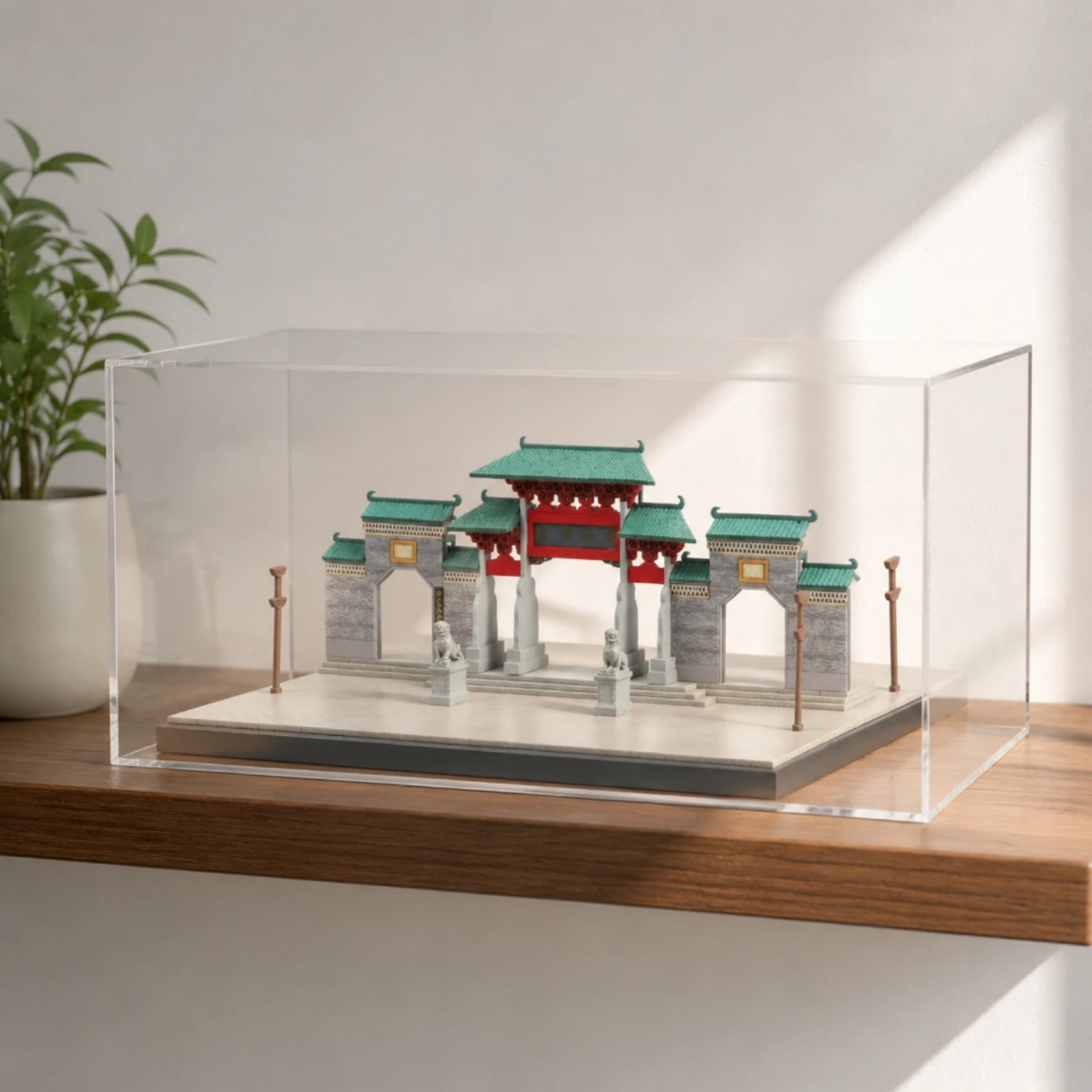 Miniature Temple Gate 1:64 Scale Temple Model Scenic Model with Base Traditional Chinese for Collectors, Shelf Display view 2