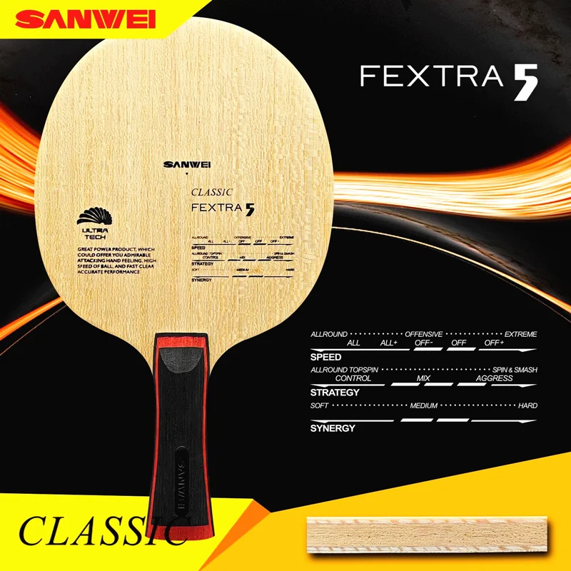 

SANWEI FEXTRA 5 Table Tennis Blade 5 ply wood all-around Ultra Tech SANWEI Ping Pong Racket Bat Paddle