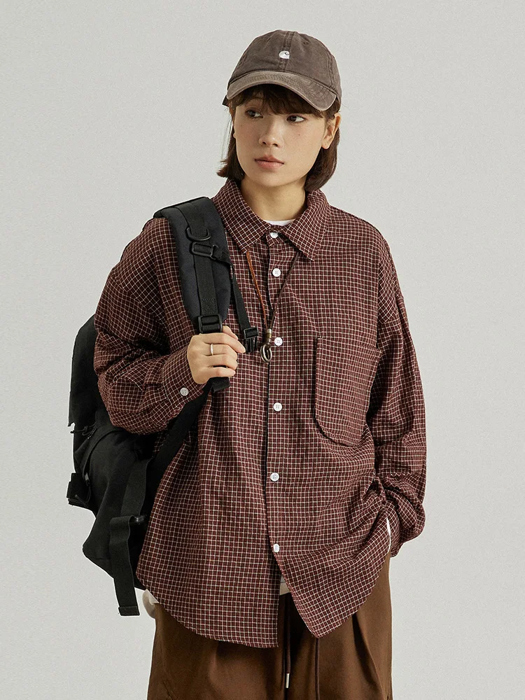 

GoodNorth японский Sle ретро клетчатый длинный све irt свободный повседневный универсальный женский irt дышащий хлопок весенний сезон