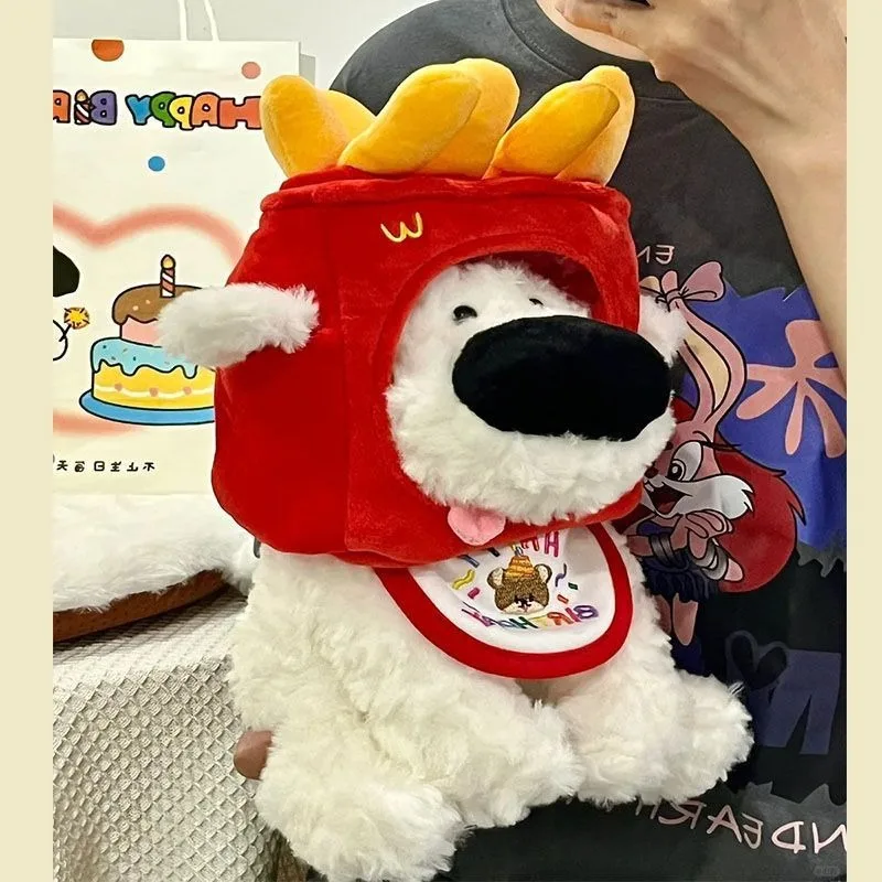 34CM Cartoon Leuke Grote Neus Hond Knuffel Pop Knuffels Frieten Puppy Pop Kids Comfort Kussen Kerst Verjaardagscadeau