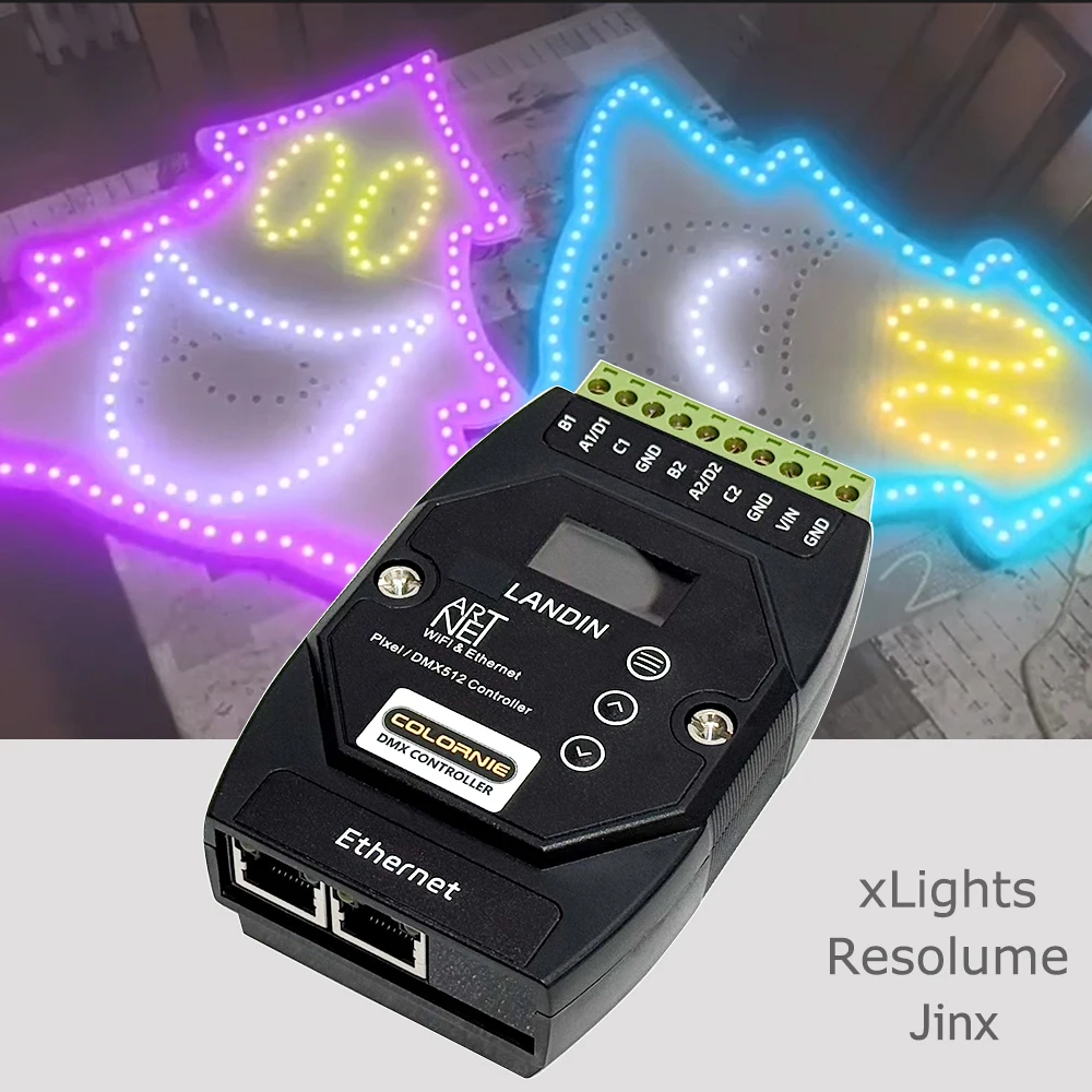 Hot 2-Port Jinx! M5.0 Artnet/sACN To SPI Pixel Controller Output 1360 Pixels  For DMX512 2811 2812 LED Strip Light