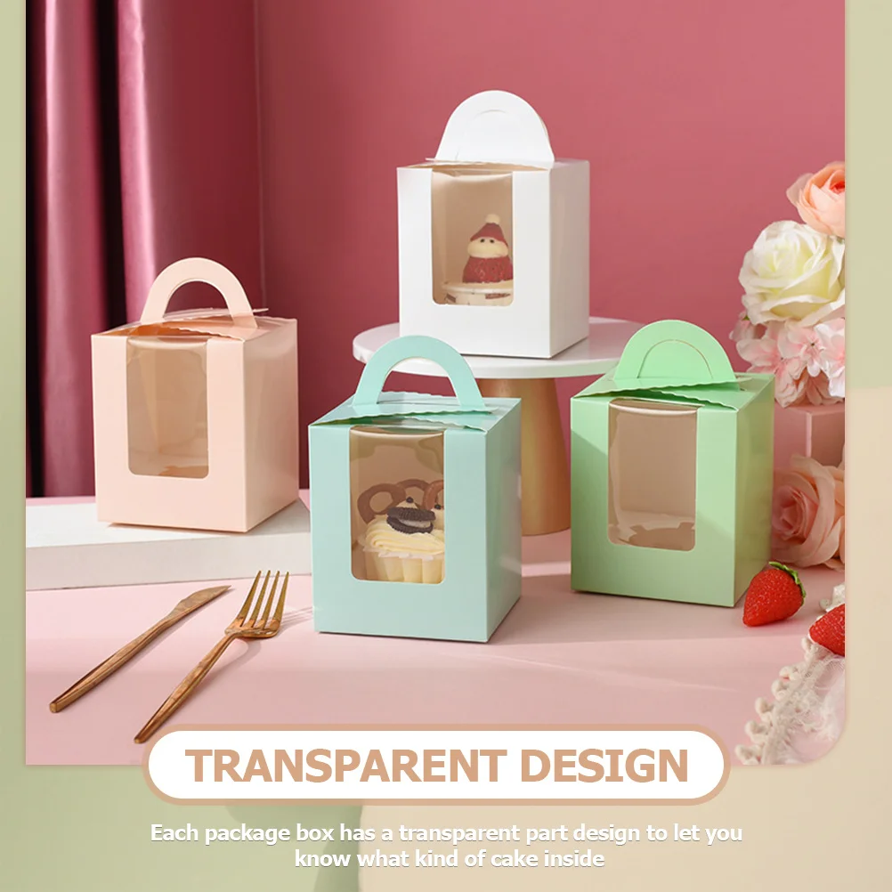 24 szt. Pudełek na ciasta z okienkiem, pojedyncze pudełko na babeczki, składane, bez potrzeby użycia taśmy, na przyjęcia, wesela, do pakowania deserów.