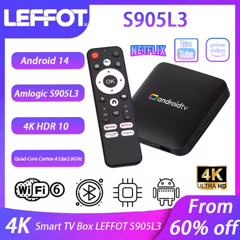 LEFFOT S905L3 Android TV Box Amlogic S905L3 2.4G 5G Dual Wifi 2G 16G 4K Video Media player S905L3 Android 14 Smart Set Top Box