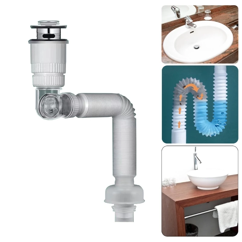 

Rotatable Not Odor Drain Pipe Easy To Install & Clean ABS Rotating Drain Pipe Bathroom Accessory for Washbasin & Sink KXRE