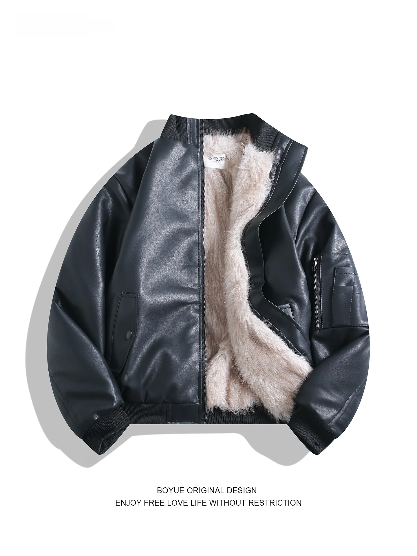 

Зимняя кожаная куртка Boyue Pilot для мужчин, теплая повседневная куртка в стиле хип-хоп, мотоциклетная куртка Mountain Eagle, утепленная хлопковая куртка с длинными рукавами