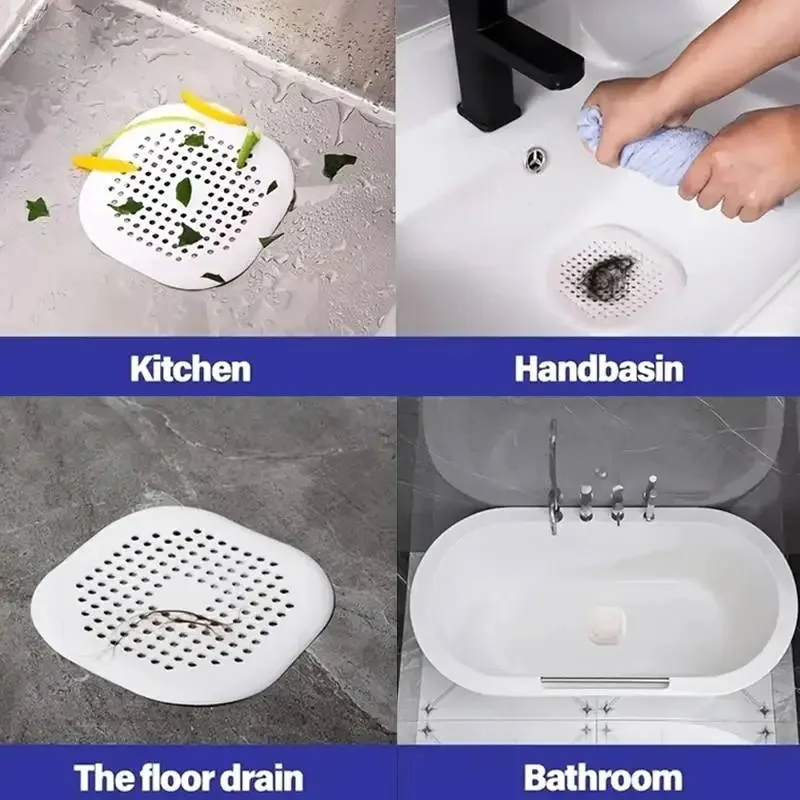 Convenient Durable Silicone Square Shower Drain Cover Prevents Sink Clogging Shower Drain Strainer Adsorption Sink Strainer