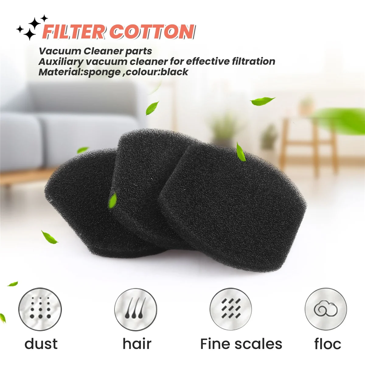 A74G-5Pcs Filter Cotton For Deerma Dx118C Dx128C Vacuum Cleaner Parts Effective Tool