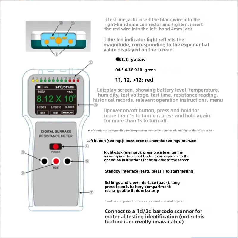 Heavy hammer type surface resistance test object insulation tester digital display megohmmeter anti-static