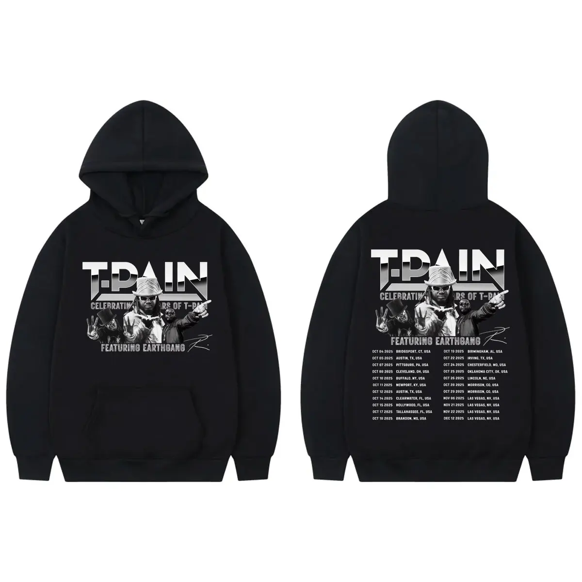 

Hot Sale T-Pain Tour 2025 Graphic Hoodies Fashion Hip Hop Pop Music Hooded Sweatshirts Men Women Casual Loose Fleece Pullovers