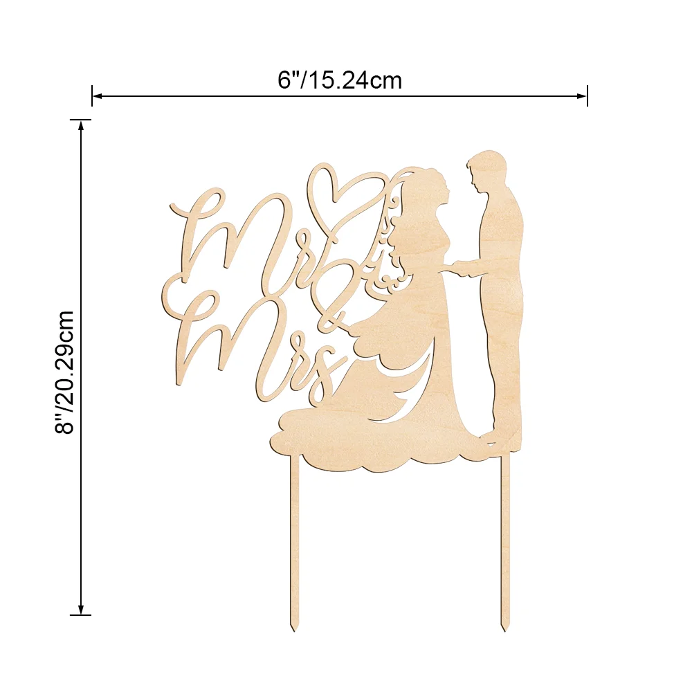 Mr & Mrs Wedding Cake Topper Cake Decoration in Wood 03