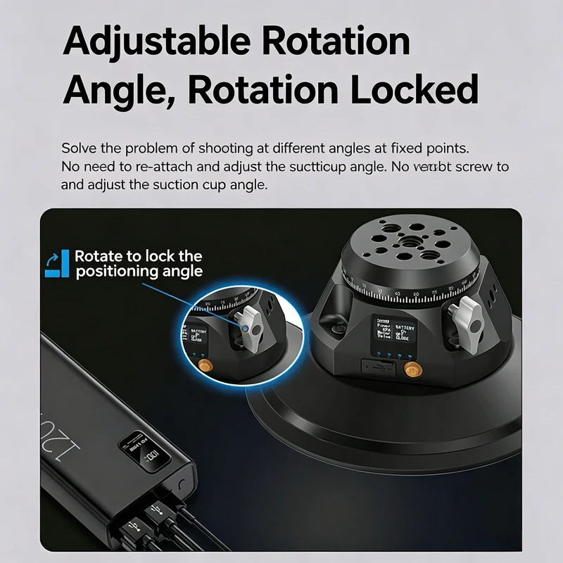 Strong Electric Suction Cup 4.5/6 inch Car Camera Suction Cup 360° Adjustable Angle Sports Camera Fixed Shooting Tool for Phone