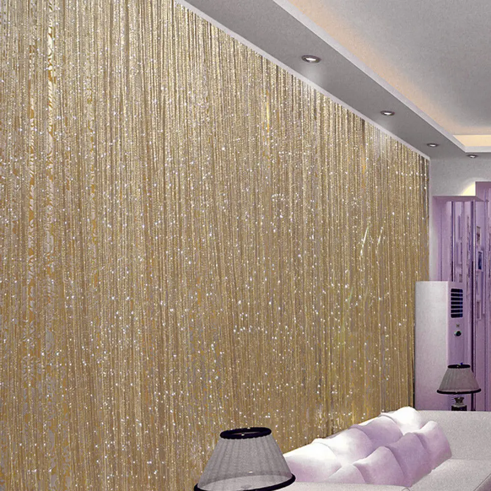 Shiny Tassel String Curtain Sparkling Door Window Decoration, Room Divider, Glitter Valance for Bedroom, Living Room