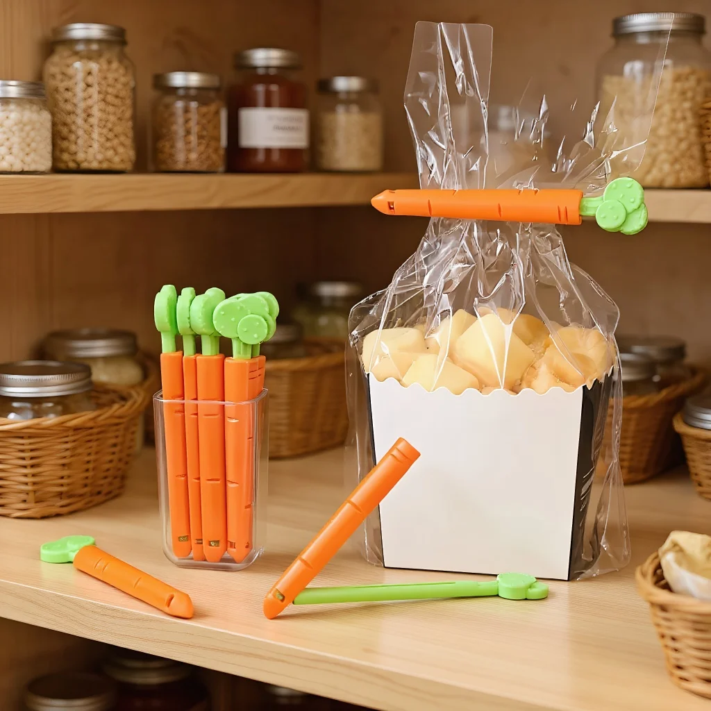 

PP Sealing Clips - 5Pcs Carrot Shape Food Bag Clips