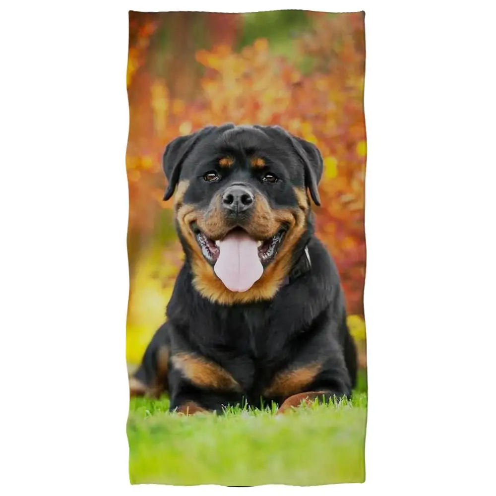 Pet Dog Beach Towel Rottweiler Design Sand Resistant Towel Microfiber Quick Dry Swimming Blanket Animal Yoga Gym Mat Women Men