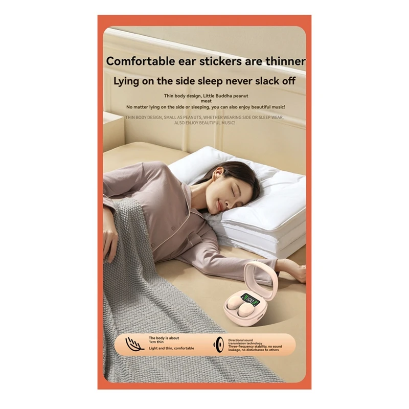 Wireless Invisible Earbuds Headphones With Digital Display Mini Side Sleep Comfortable Bluetooth Earphones