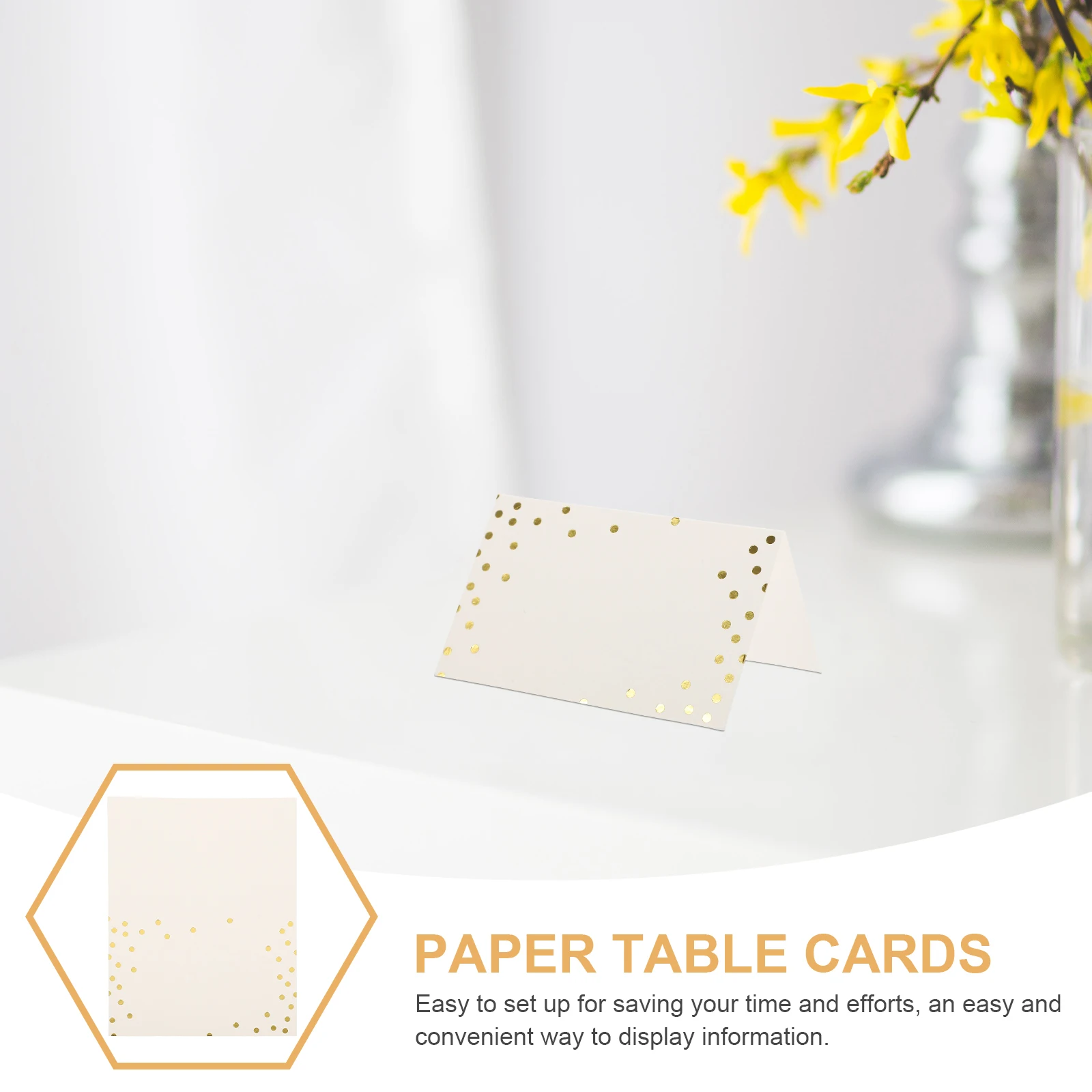 

50Pcs Wedding Table Signs Dot Printing Paper Cards for Banquets Guest Names Display Smooth Writing Wedding Seat Card