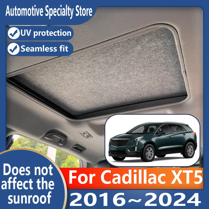 

Для Cadillac XT5 2016 ~ 2024 2023 автомобильный люк, изоляционный козырек на крыше, электростатическая адсорбция, замшевая ткань, защита от солнца, защита от УФ-лучей