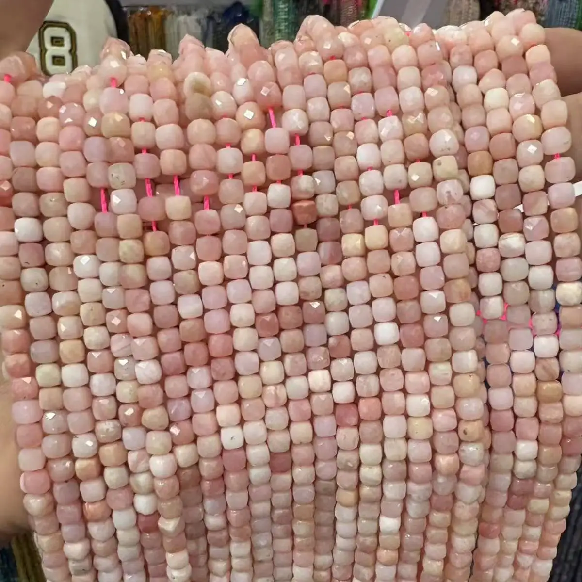 Natural Stone Beads Faceted Queen Conch Cube Pink Shell Spacer Beads 4-5mm Bracelet Necklace Jewelry Making