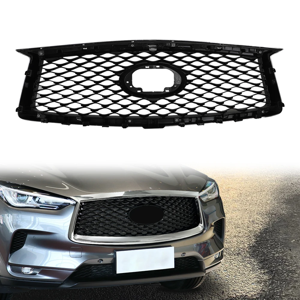 For Infiniti qx50 QX50 2018 Car Front Bumper Grill Mask Radiator Grille Racing Grills Upper Bumper Hood Mesh Grid Guard Cover