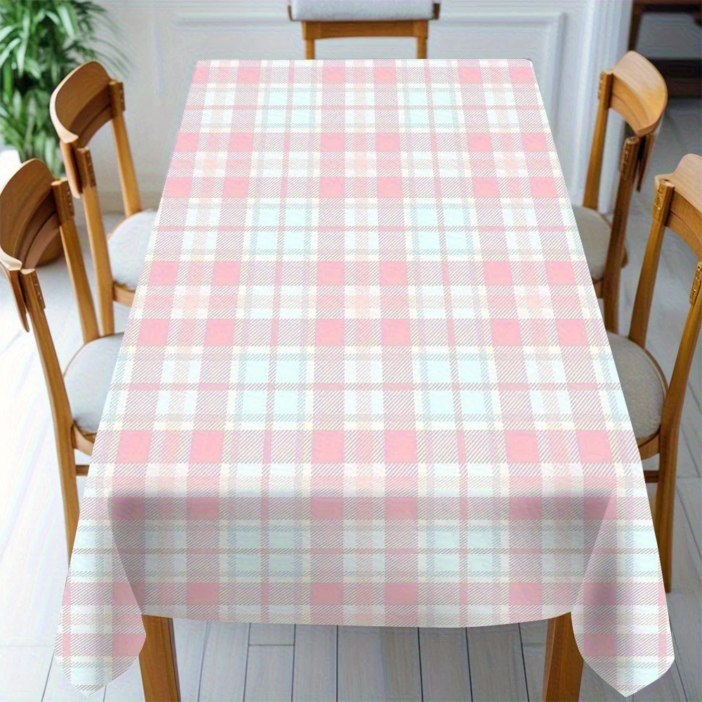 The bright pink and white checkered pattern with floral embellishments decorates the farmhouse for a party.
