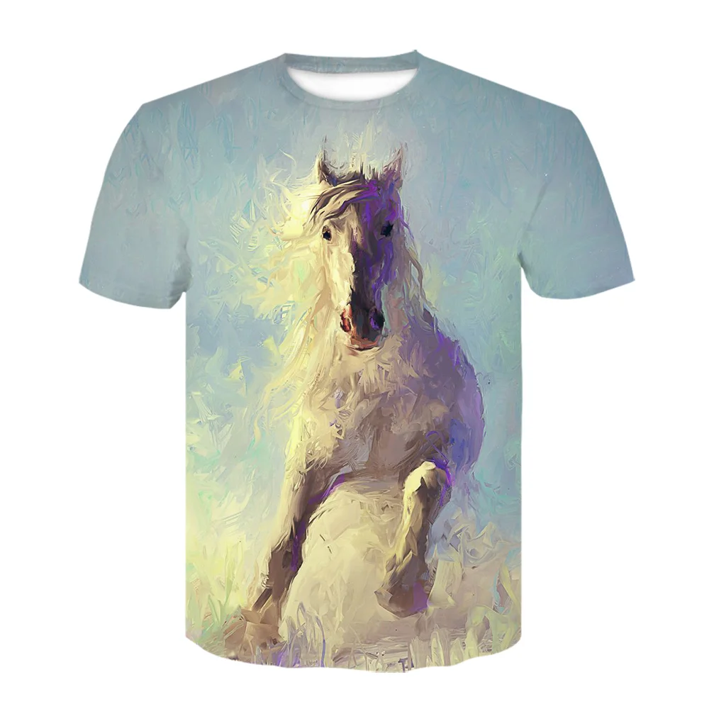 

New 3d Animal T Shirt Men Horse Printed Harajuku Casual Punk Rock Fashion Streetwear O Neck Sporty Breathable Lightweight