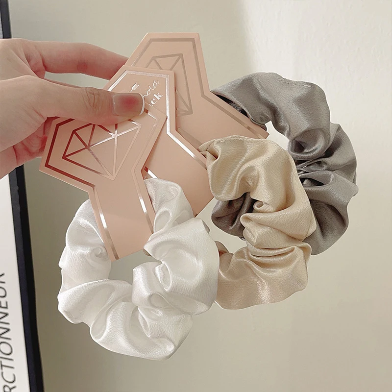 Solid Color Bridal Hair Accessories Large Intestine Loop Cloth Satin Hair Rope Scrunchies Elastic Hair Ring Female Hair Ties
