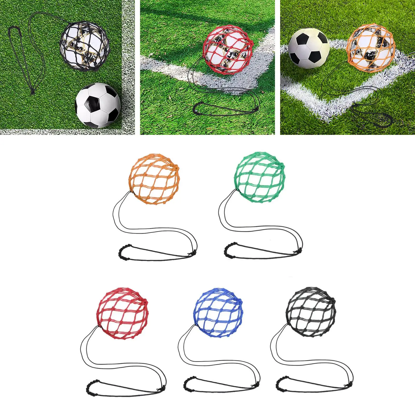 Soccer Ball Net Kicker Adjustable Length Football Kick Trainer for Kids Adults Boys Homes School Playgrounds Control Skills