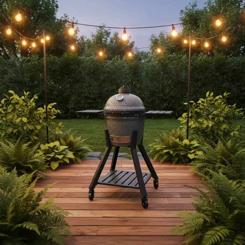 MK16Pro 16 Inch Portable Ceramic Camado Grill Modern Trolley Outdoor Charcoal Barbecue Smoke Cast Iron Waterproof Durable