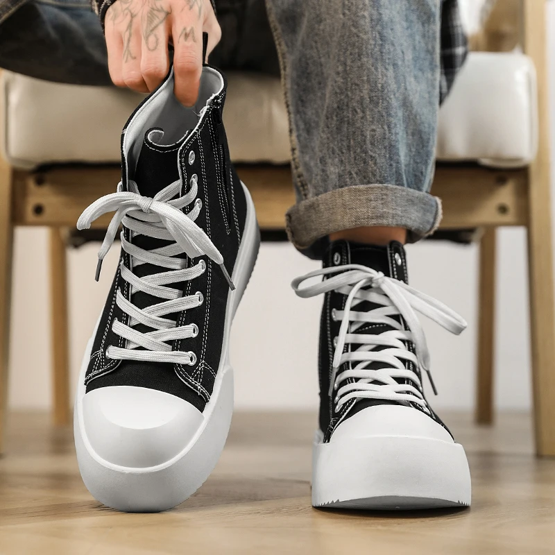 รองเท้าบูทผู้ชาย รองเท้าลำลอง สี่ฤดู รองเท้าบูทหุ้มข้อสูงแบบสบาย ๆ รองเท้าลำลอง รองเท้าบูทสำหรับใส่ทำงานกลางแจ้ง พื้นรองเท้าหนา รองเท้าบูทสำหรับใส่ทำงาน