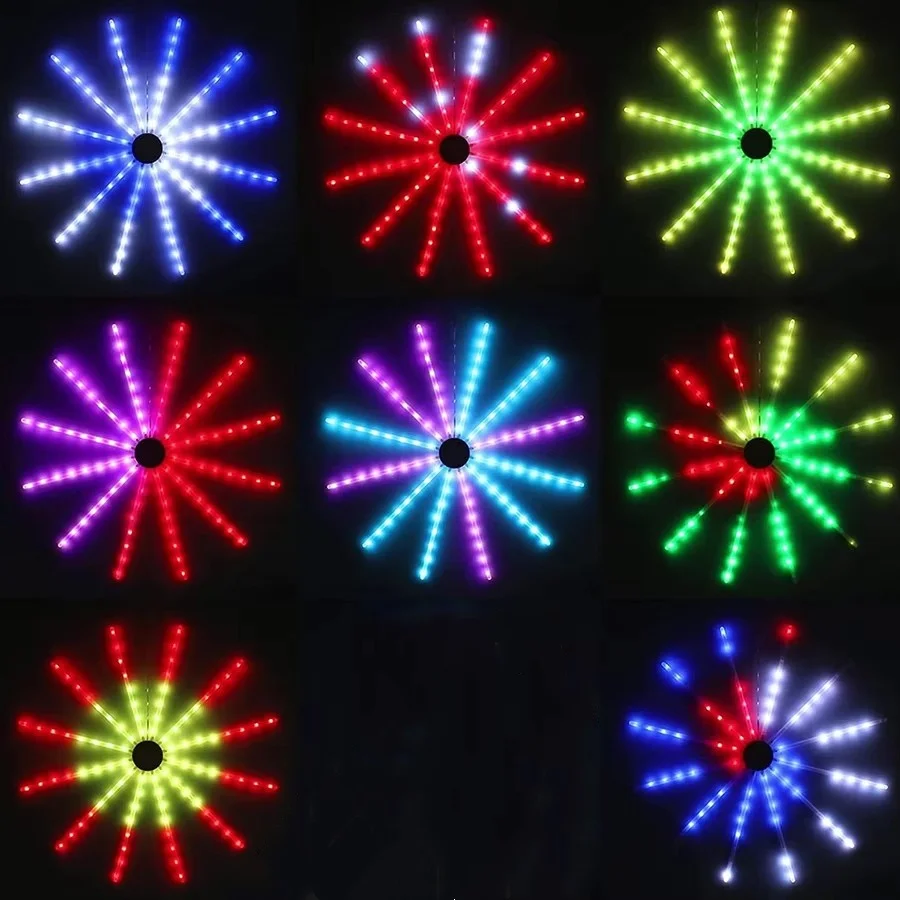 Christmas LED Garland Fairy Firework Light Waterproof Remote RGB Meteor Shower Garden String Light for Home Indoor Outdoor Decor