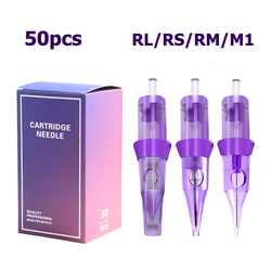 50PCS RL/RS/RM/M1 Professional Tattoo Cartridges Needles Standard 0.3MM Disposable Tattoo Needle For Permanent Makeup Machine