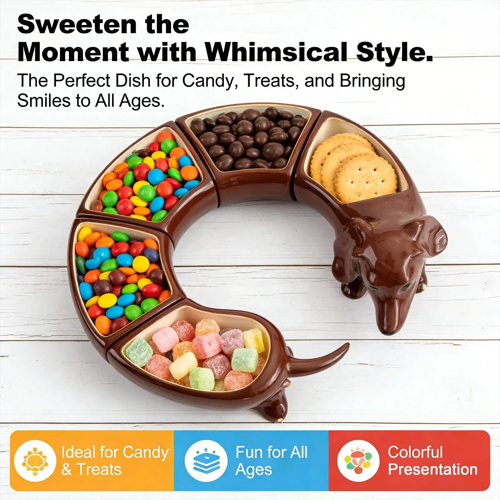 

Serving Tray with Dividers Dachshund 5 Section Cute Container Sectioned Serving Tray Set for Home Kitchen Cooking Eating Dinner