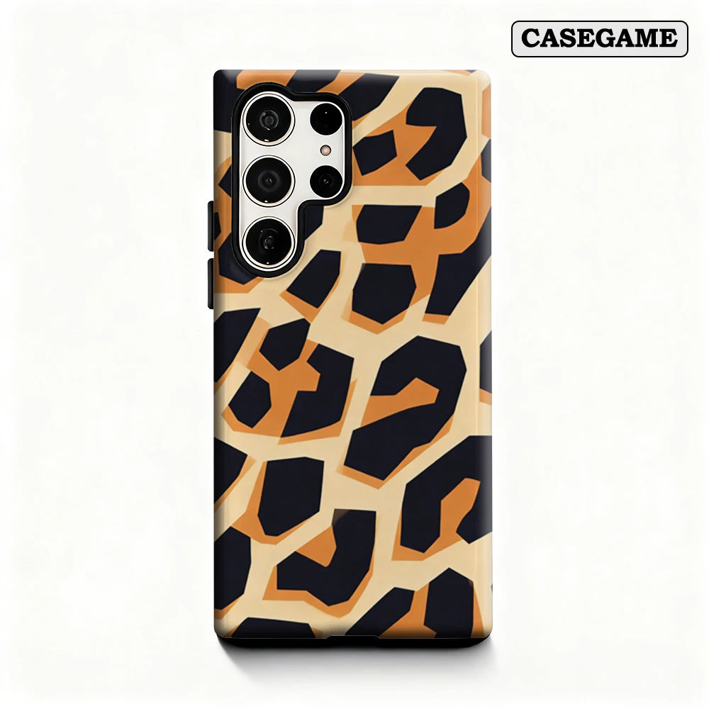 Casegame Phone Case for Samsung Galaxy S25 S26 Ultra S24 S23 Ultra Plus Shockproof Double Layer Abstract Giraffe Print Cover