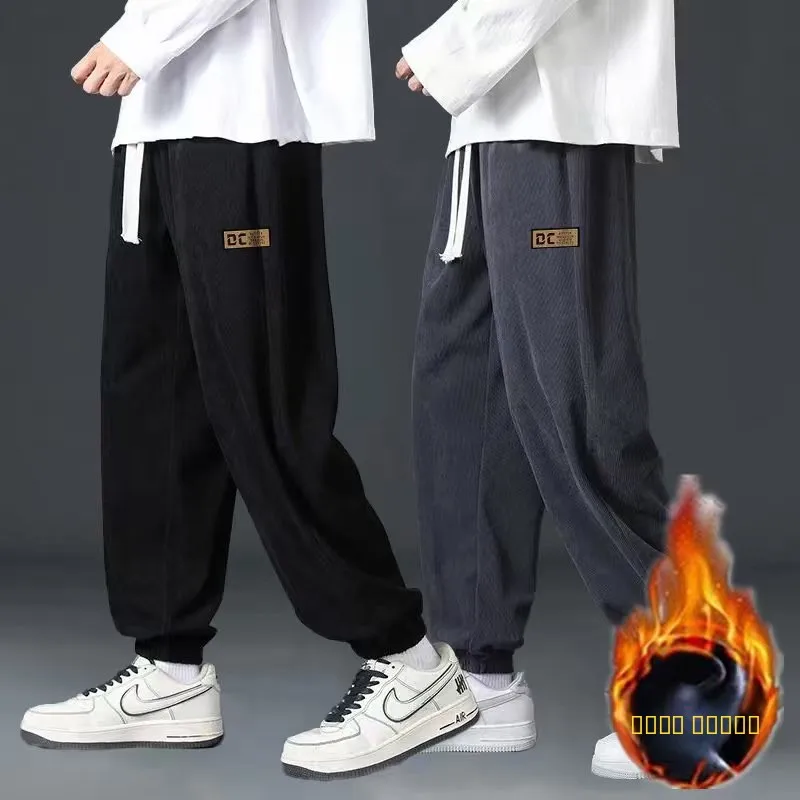 

Новые мужские вельветовые повседневные брюки 2025 года, зимние, теплые, свободные спортивные брюки, длинные брюки с начесом внутри