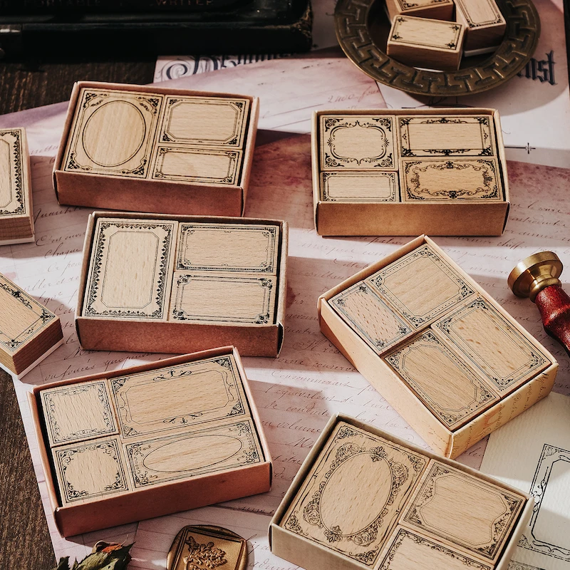 Ensemble de timbres de cadre européen vintage, fournitures d'artisanat de passe-temps, tampon de fond en caoutchouc pour carte de scrapbooking, utilisation de journal indésirable exécutif