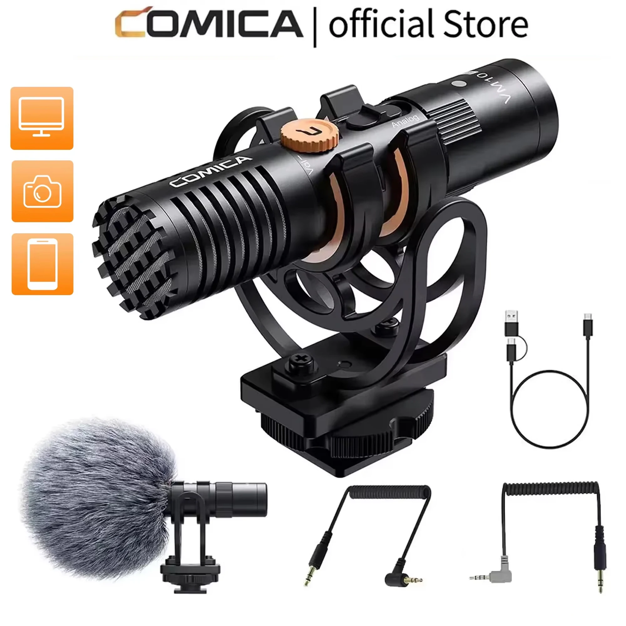 COMICA VM10 PRO On-Camera Cardioid Shotgun Microphone with Shock Mount for Android iPhone DSLR Camera Gopro DJI Action 3
