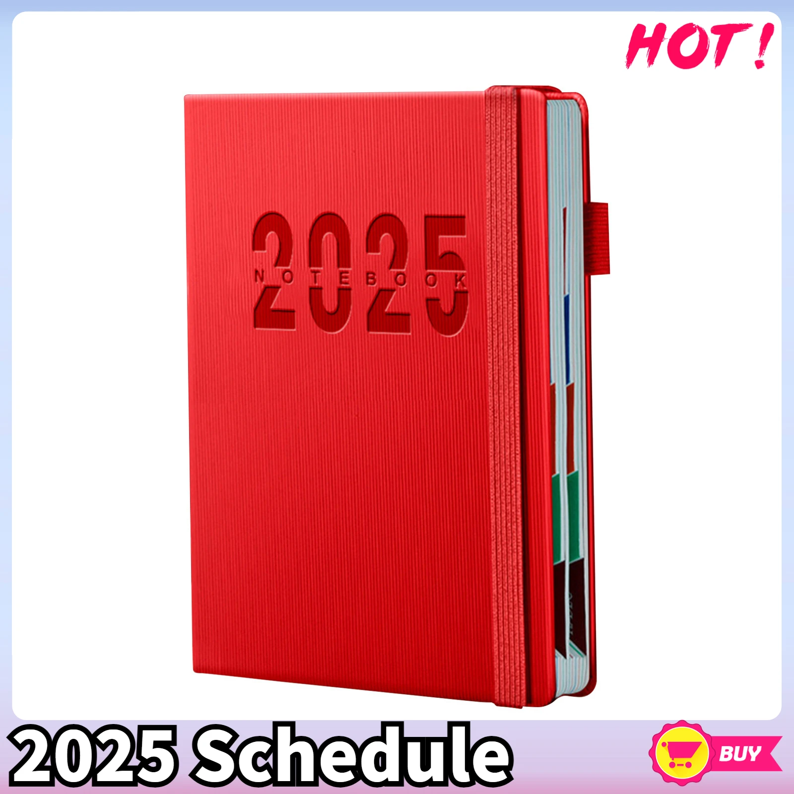 2025 Jan-Dec Planner English Language Notebook A5 PU Leather Cover School Agenda Plan Weekly Monthly Diary Kinbor Stationery