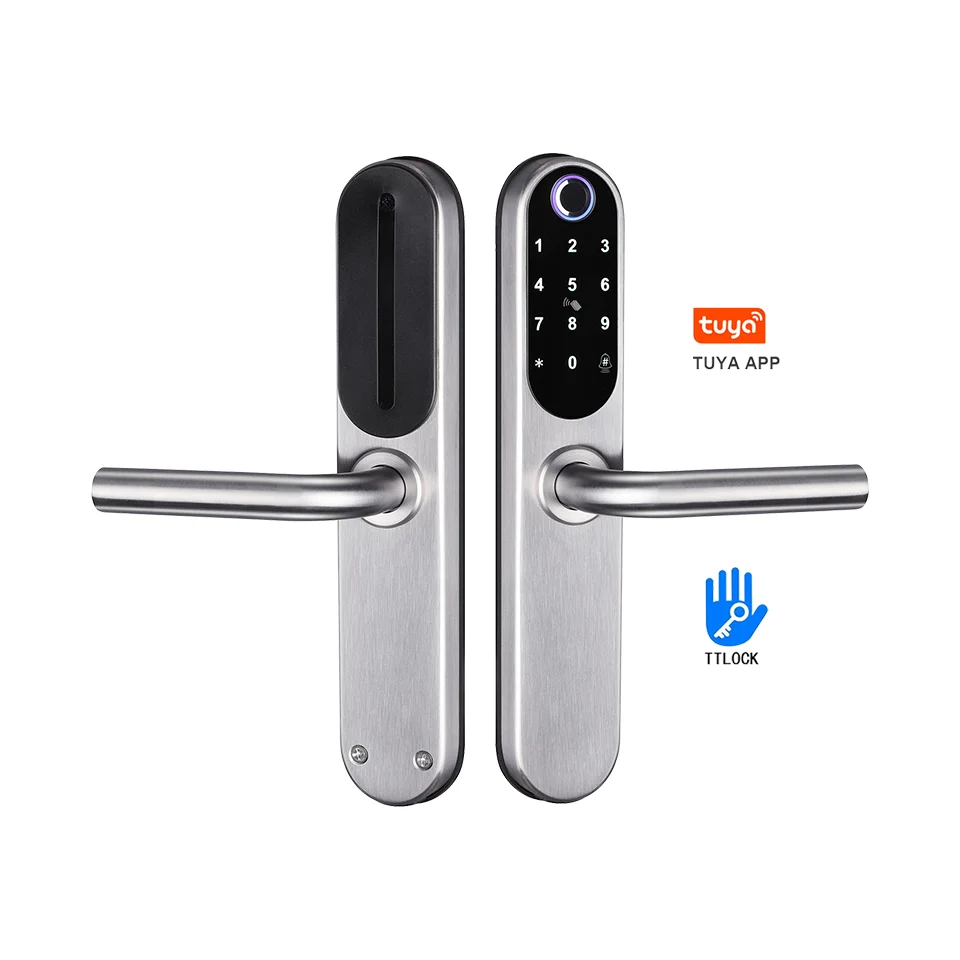 TTLock App Smart Biometric Fingerprint Aluminum Sliding Lock Waterproof Outside Stainless Steel Digital Sliding Glass Door Lock