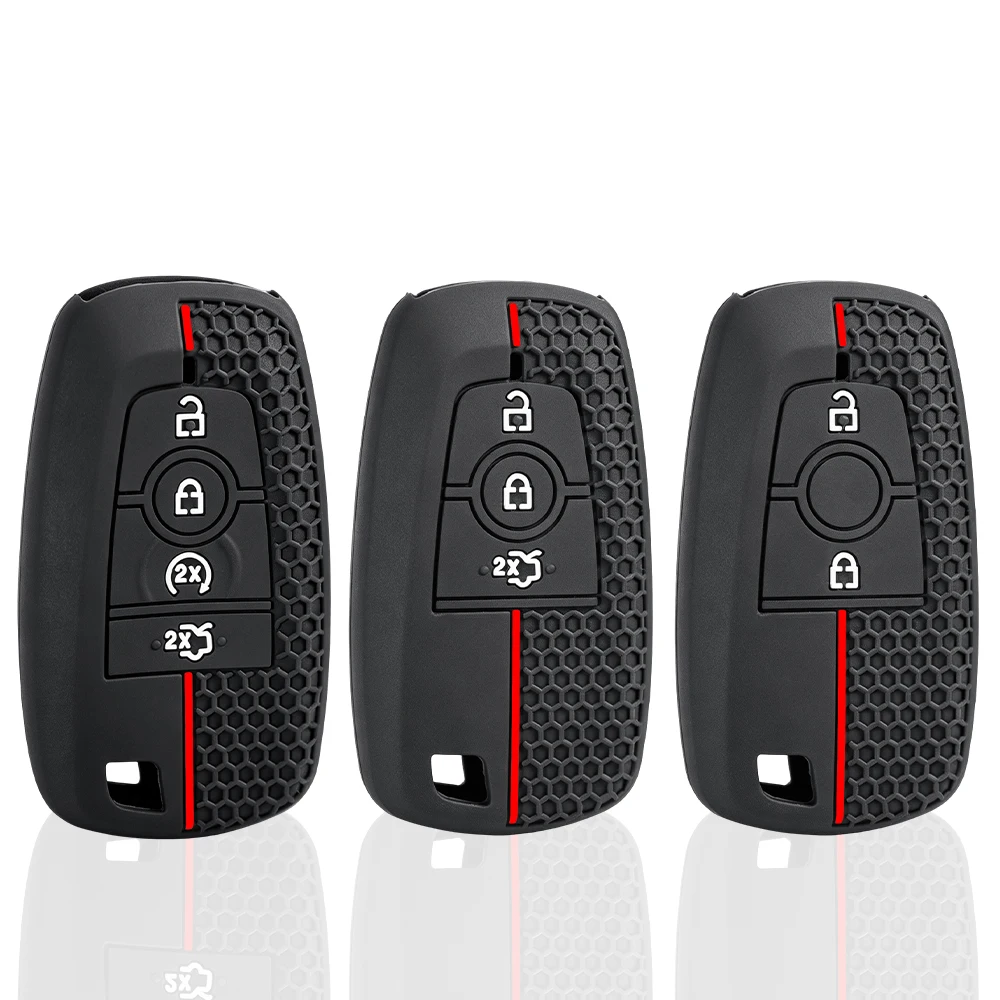 Silicone Car Remote Key Case Cover Accessories for Ford Explorer Mustang Fusion Escape F150 F250 F350 F450 F550 2/3/4 Button