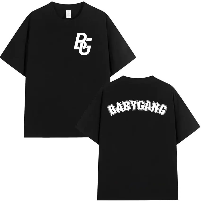 

Рэпер Baby Gang Logo Tour 2025 Футболки с принтом альбома Мужчины Женщины Мода Harajuku Футболка Винтаж Негабаритные хлопковые футболки Уличная одежда